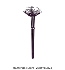 Hand-drawn cosmetic brush, beauty cosmetic element, self care. Illustration for beauty salon, cosmetic store, makeup design. Doodle sketch style.