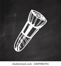 Hand-drawn cosmetic brush, beauty cosmetic element, self care. Illustration for beauty salon, cosmetic store, makeup design on chalkboard background. Doodle sketch style. 