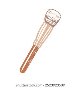 Hand-drawn cosmetic brush, beauty cosmetic element, self care. Illustration for beauty salon, cosmetic store, makeup design. Doodle sketch style.