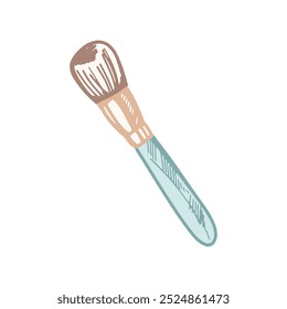 Hand-drawn cosmetic brush, beauty cosmetic element, self care. Illustration for beauty salon, cosmetic store, makeup design. Doodle sketch style. 