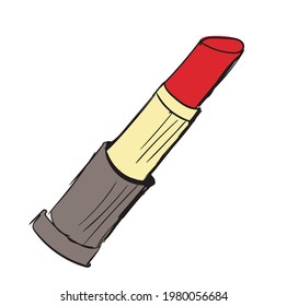 Hand-drawn cosmetics brush. Doodle illustration