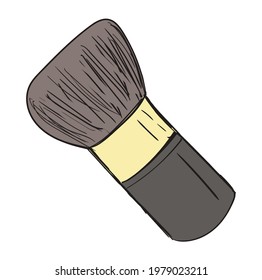 Hand-Drawn cosmetics brush. Doodle vector illustration. Make up