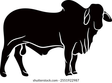 Hand-drawn cow silhouette,  Vector illustration