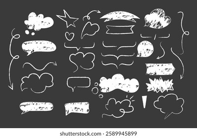 Handdrawn Crayon Speech Bubbles Accompanied by Arrows in Various Designs