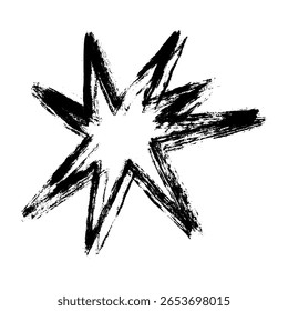 Hand-drawn crayon star with sparkles and pastel texture, doodle-style illustration inspired by space, magic, and chalkboard effects. Flat vector illustration isolated on white background.