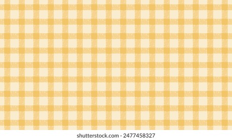 Dibujado a mano de crayón tacto gingham comprobar patrón sin fisuras con fondo amarillo y líneas