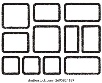 Hand-drawn crayon-style rounded square frame set