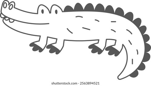 Handdrawn Crocodile Lined Vector Illustration