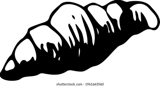 Hand-drawn croissant black and white vector illustration.