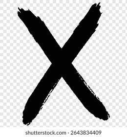 Hand-drawn cross marker. Grunge x sign. Red cross marker. Eps 10