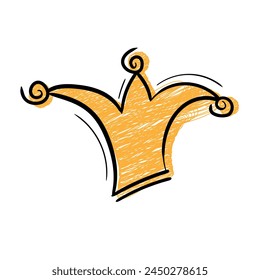Corona dibujada a mano en textura de pincel estilo de pintura.Icono de garabato de la corona. Ilustración vectorial