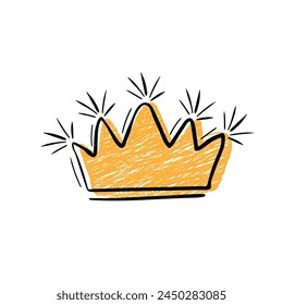 Corona dibujada a mano en textura de pincel estilo de pintura.Icono de garabato de la corona. Ilustración vectorial