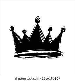 Hand-Drawn Crown Silhouette Vector – Minimal Royal Sketch Logo