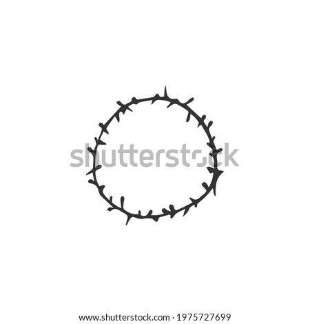 Hand-drawn crown of thorns isolated on white background. Christian symbol of the sacrifice of Jesus Christ. Religion and Christianity. Vector illustration