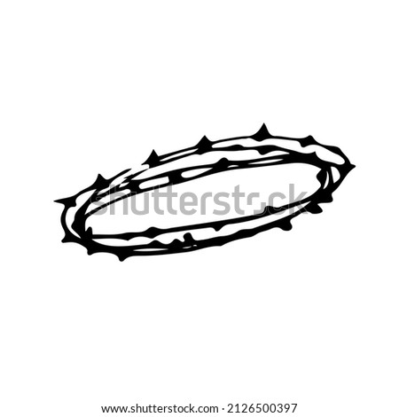 Hand-drawn crown of thorns isolated on white background. Christian symbol of the sacrifice of Jesus Christ. Religion and Christianity. Vector illustration