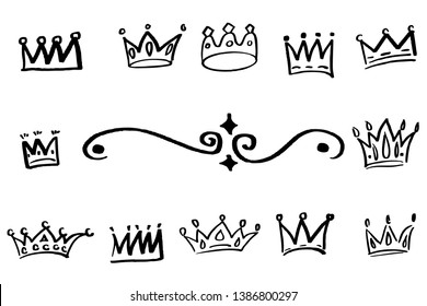 Hand-drawn crown vector illustration logo