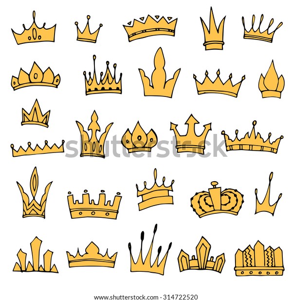 Handdrawn Crowns Collection Ink Sketch Vector Stock Vector (Royalty ...