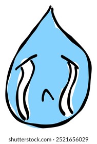 A hand-drawn crying face emoji. Features a simple and cute blue-based design. Stylish and versatile for various scenes.