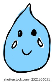 A hand-drawn crying face emoji. Features a simple and cute blue-based design. Stylish and versatile for various scenes.