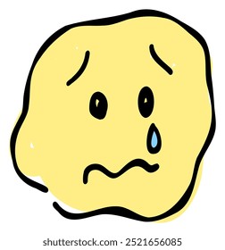 A hand-drawn crying face emoji. Features a simple and cute yellow-based design. Stylish and versatile for various scenes.