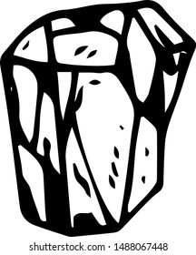 Handdrawn crystal doodle icon. Hand drawn black sketch. Sign symbol. Decoration element. White background. Isolated. Flat design. Vector illustration.
