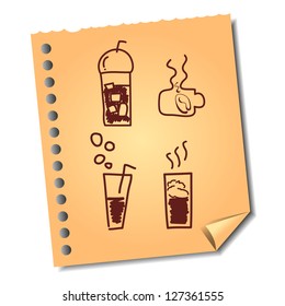 hand-drawn cup of coffee on recycle paper vector for design and presentation