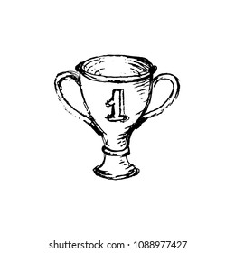 Handdrawn cup doodle icon. Hand drawn black sketch. Sign symbol. Decoration element. White background. Isolated. Flat design. Vector illustration.