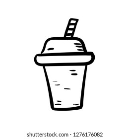 Handdrawn cup doodle icon. Hand drawn black sketch. Sign symbol. Decoration element. White background. Isolated. Flat design. Vector illustration.