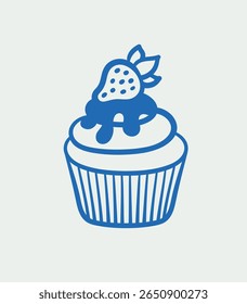 Bolinho de mão. Linhagem, tinta, estilo minimalista. Ilustração vetorial. Coleção de alimentos.
