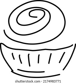 Hand-drawn cupcake on white background