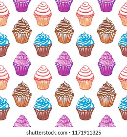 hand-drawn cupcake pattern 