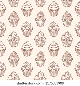 hand-drawn cupcake pattern 