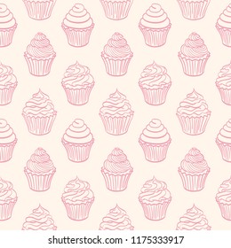 hand-drawn cupcake pattern 