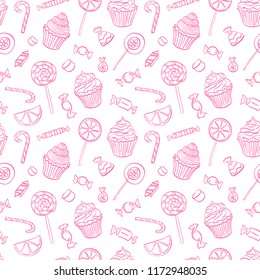 hand-drawn cupcake set with toping
