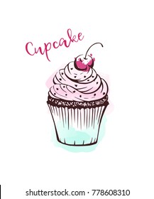 Handdrawn cupcake vector illustration sketch
