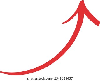 Hand-drawn Curled Arrow - red, Upward, Ascending