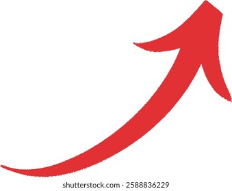 Hand-drawn Curled Arrow - Red, Upward, Ascending