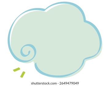 Hand-drawn curled blue line and green fluffy frame