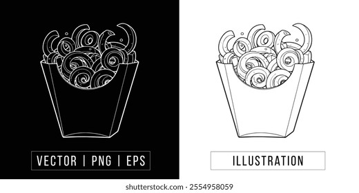 Hand-Drawn Curly Fries Sketch Illustration - Vector, PNG File Download