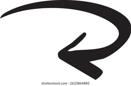 hand-drawn curved arrow reverse return