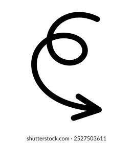 Hand-drawn curved arrow shape. Vector icon isolated on transparent background