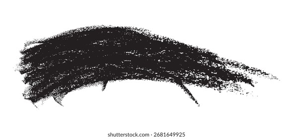Un trazo de pincel curvo dibujado a mano con un crayón áspero o textura de tiza. Este swoosh negro aislado del grunge es perfecto para los fondos artísticos, los Anuncios, y los proyectos creativos del diseño.

