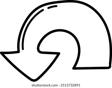 Hand-Drawn Curved Downward Arrow, Dynamic and Bold
