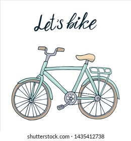 Hand-drawn cute bicycle - Vector