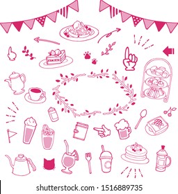 
Hand-drawn cute cafe illustration material
