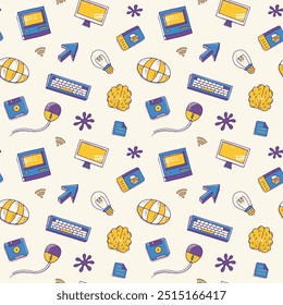 Hand-drawn Cute Computer Geek Seamless Vector Pattern by Sansroom - Powered by Shutterstock - Get 15% off with code: PIKWIZARD15