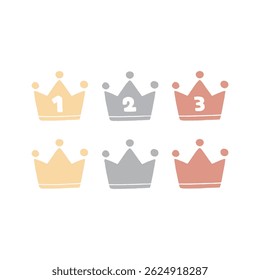 Hand-drawn cute crown material set