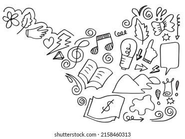 un lindo doodle dibujado a mano sobre fondo blanco. elementos de diseño de doodle.niños doodle para la decoración y página de color.