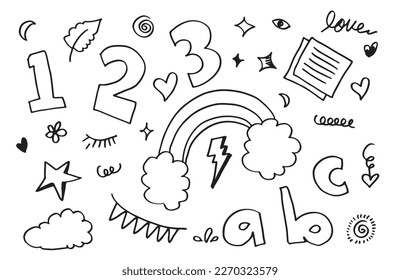 un lindo doodle dibujado a mano sobre fondo blanco. elementos de diseño de doodle.niños doodle para la decoración y página de color.