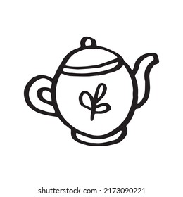 Hand-drawn cute doodle teapot. Vector illustration